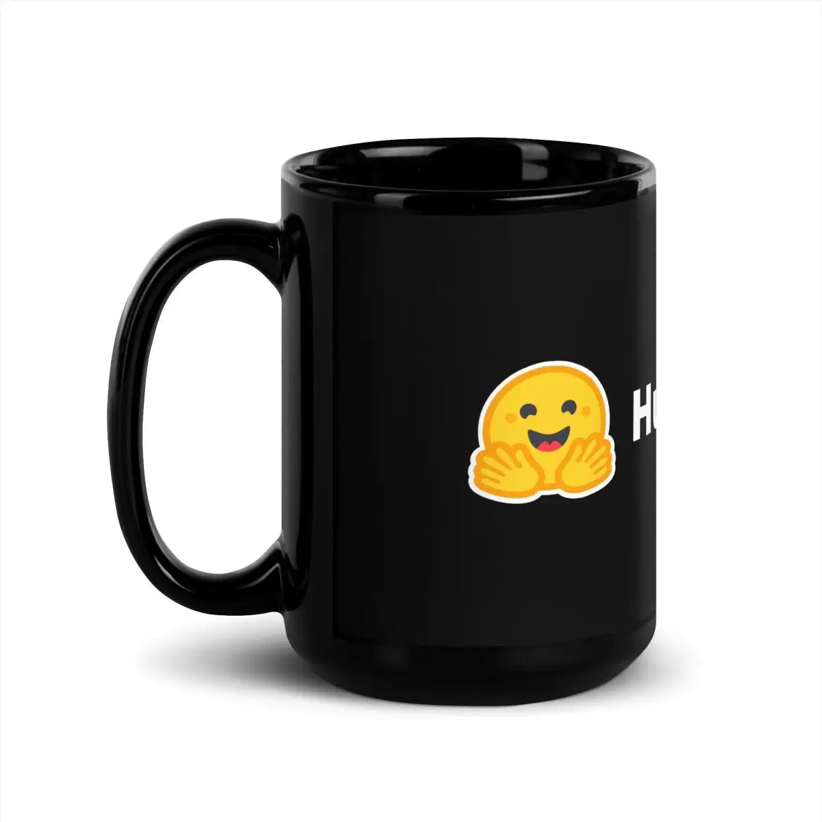 Hugging Face Logo Black Glossy Mug