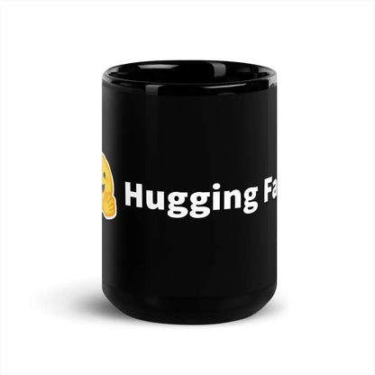 Hugging Face Logo Black Glossy Mug - 15 oz