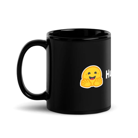 Hugging Face Logo Black Glossy Mug