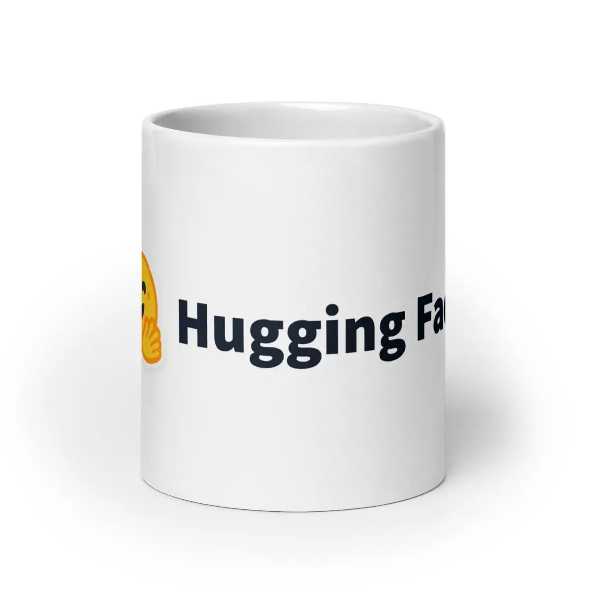 Hugging Face Logo White Glossy Mug - 15 oz