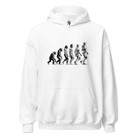 Human Evolution to Robot Hoodie (unisex) - White / M