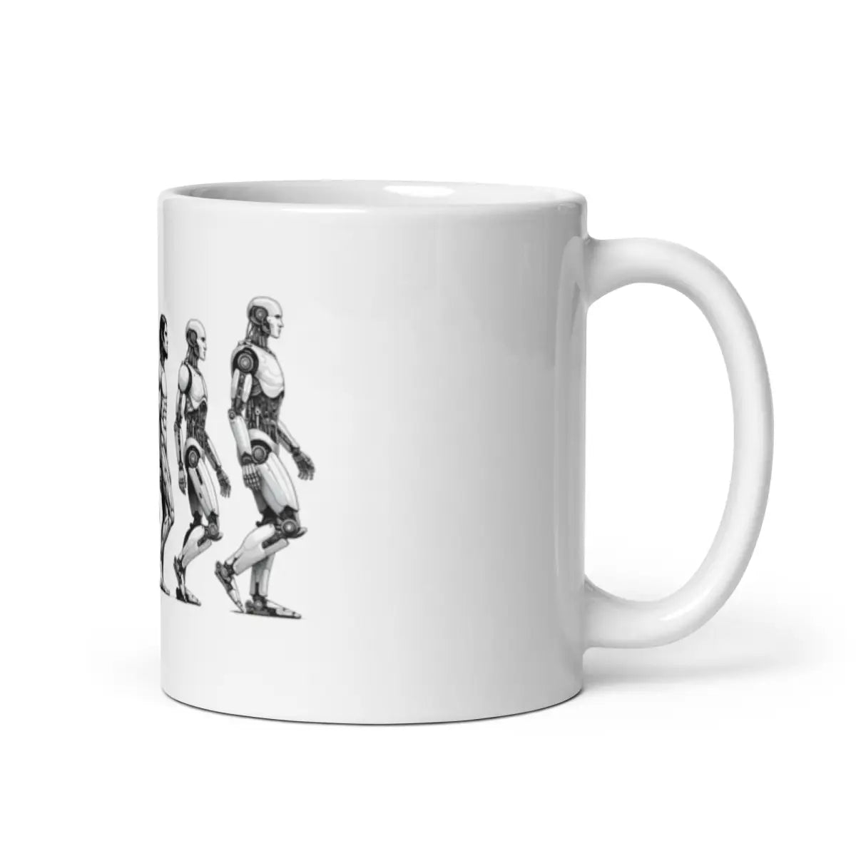 Human Evolution to Robot White Glossy Mug