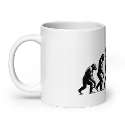 Human Evolution to Robot White Glossy Mug