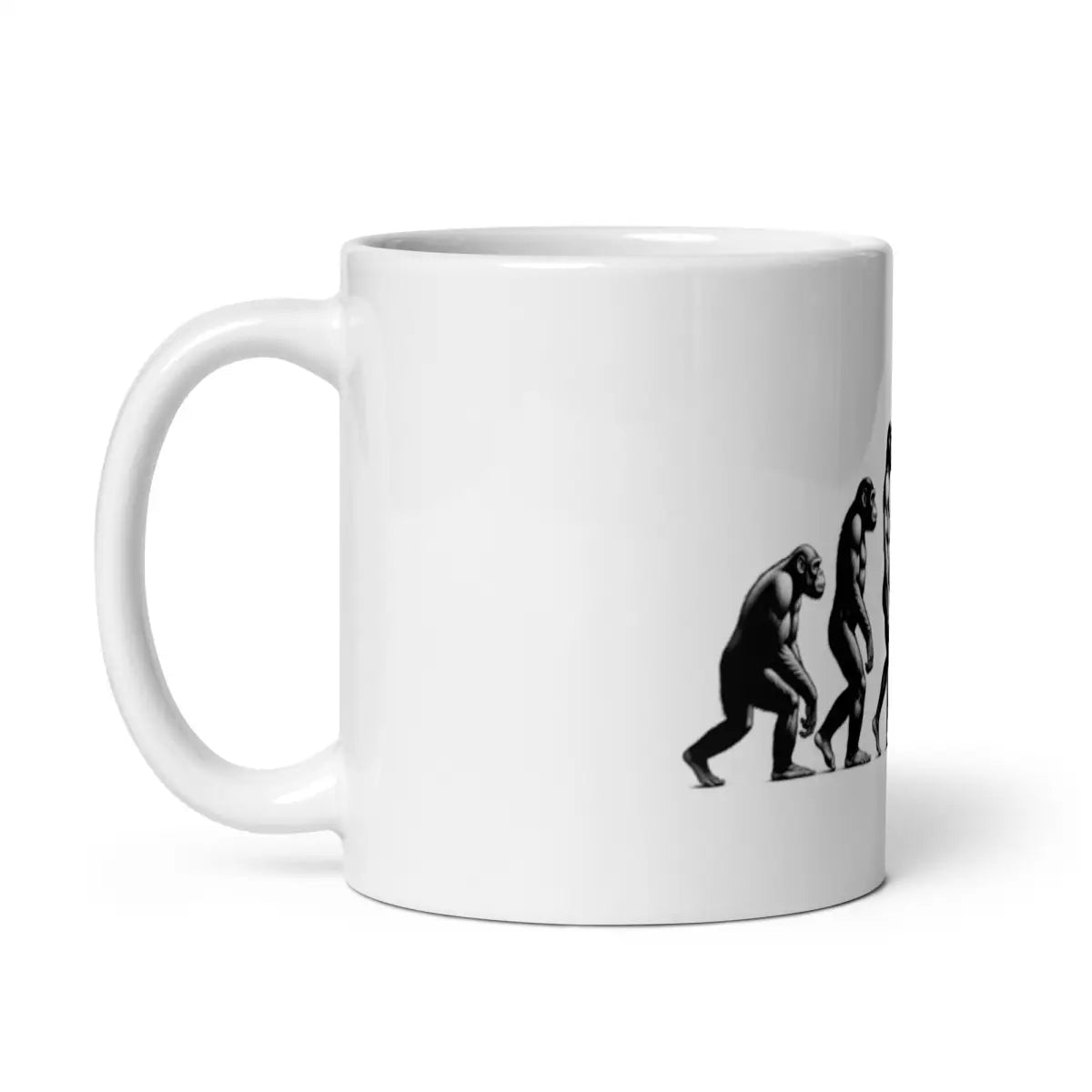 Human Evolution to Robot White Glossy Mug