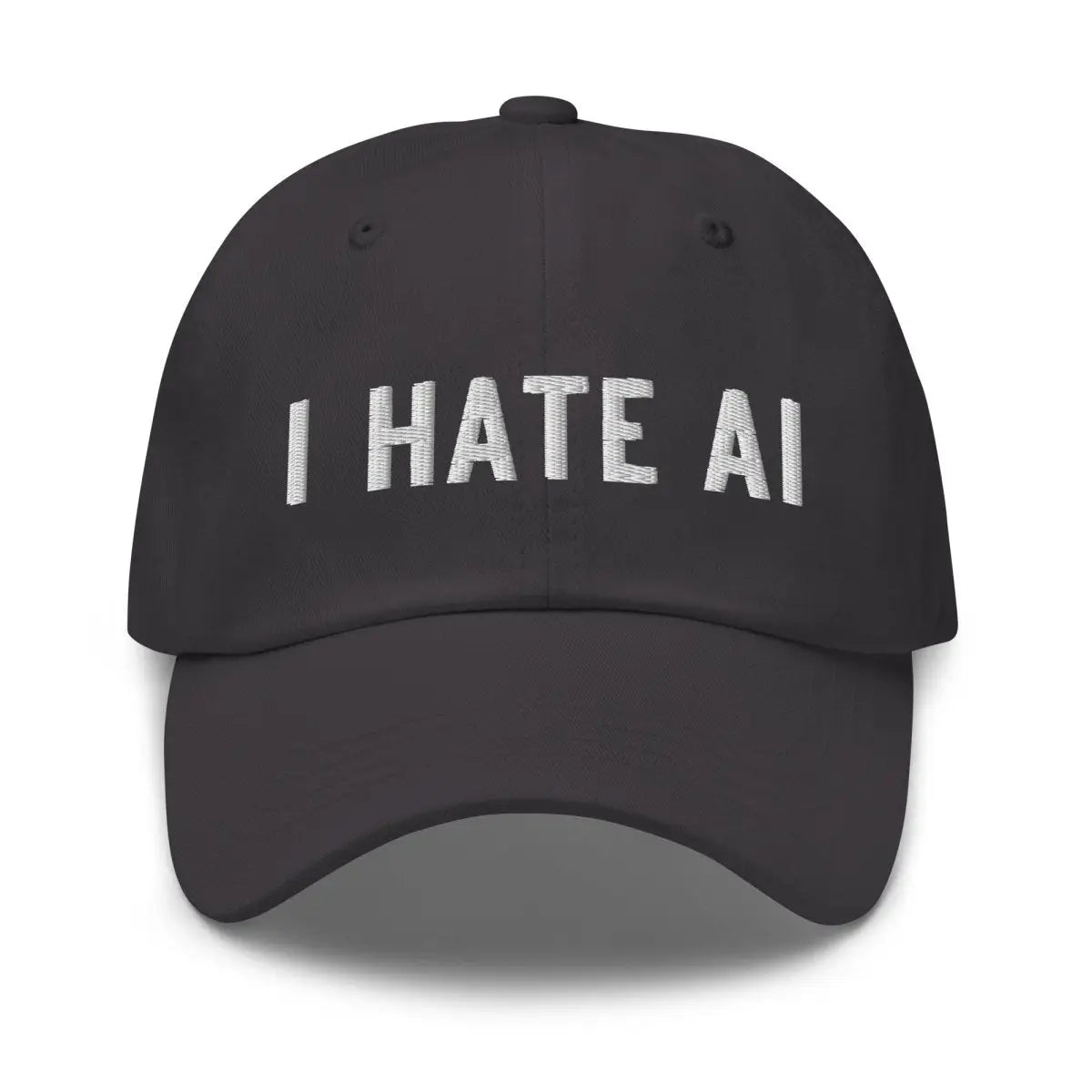 I HATE AI Embroidered Cap 2 - Dark Grey