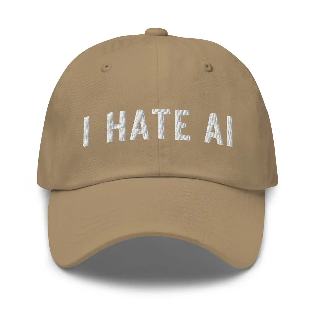 I HATE AI Embroidered Cap 2 - Khaki