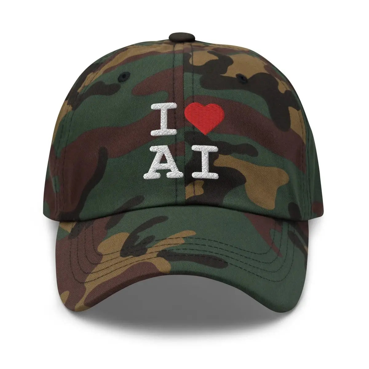 I Heart AI Embroidered Cap 1 - Green Camo