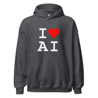 I Heart AI Hoodie 1 (unisex) - Dark Heather / M