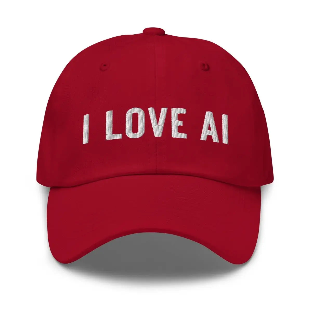 I LOVE AI Embroidered Cap 2 - Cranberry