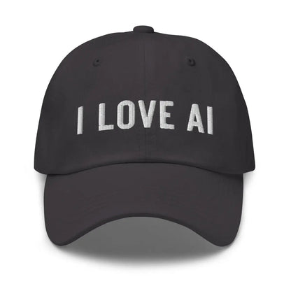 I LOVE AI Embroidered Cap 2 - Dark Grey