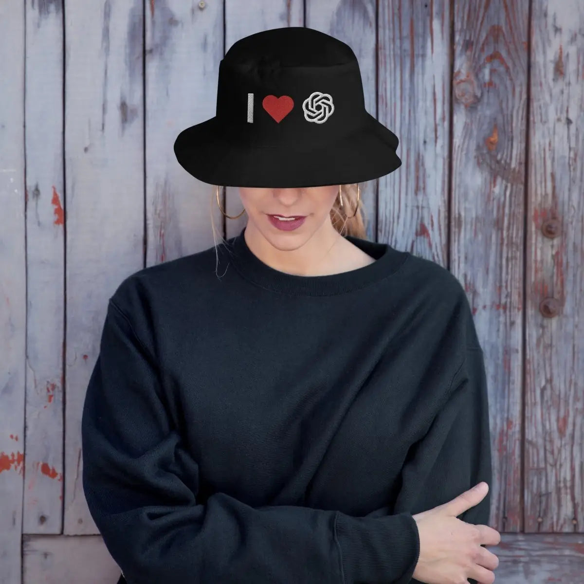 I Love OpenAI Embroidered Bucket Hat