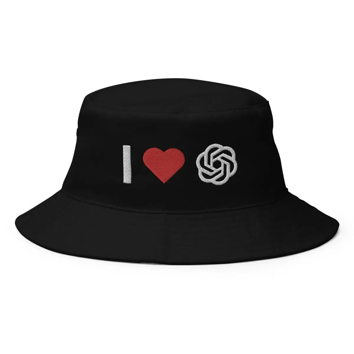 I Love OpenAI Embroidered Bucket Hat - Black