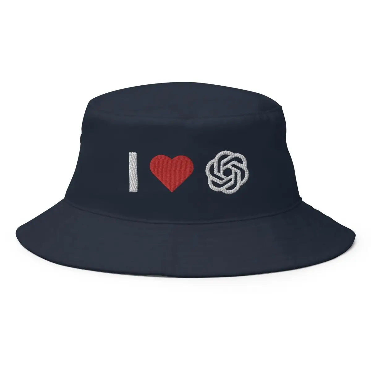 I Love OpenAI Embroidered Bucket Hat - Navy