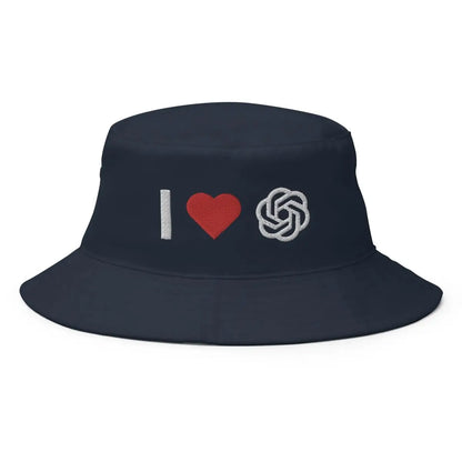 I Love OpenAI Embroidered Bucket Hat - Navy