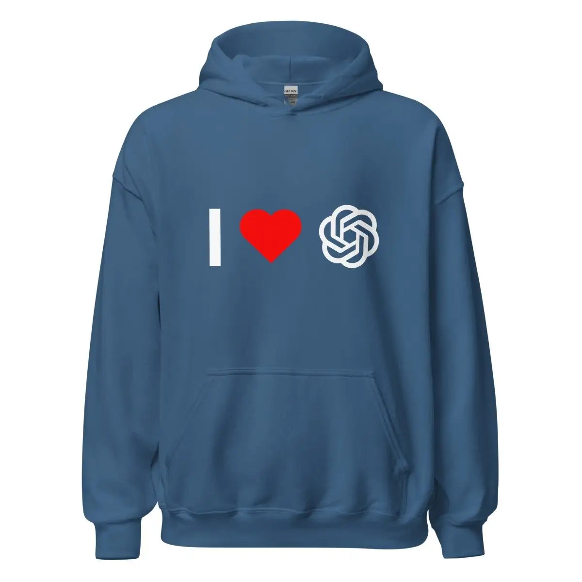 I Love OpenAI Hoodie (unisex) - Indigo Blue / M