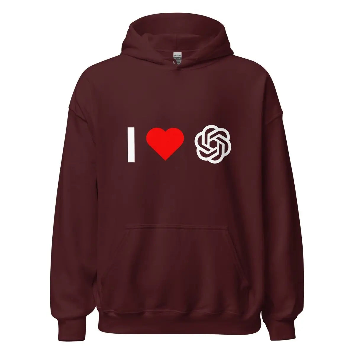 I Love OpenAI Hoodie (unisex) - Maroon / M