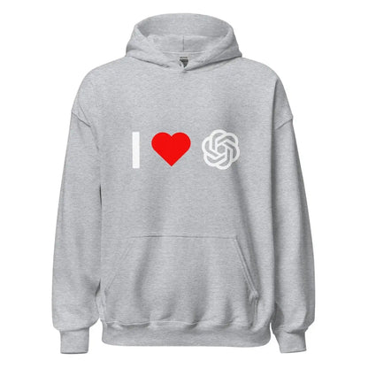 I Love OpenAI Hoodie (unisex) - Sport Grey / M