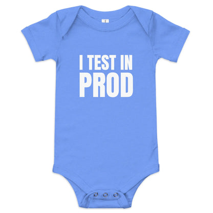 I Test in Prod Short Sleeve One-Piece (baby) - Heather Columbia Blue / 3-6m