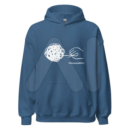 Interpretability in White Hoodie (unisex) - Indigo Blue / M