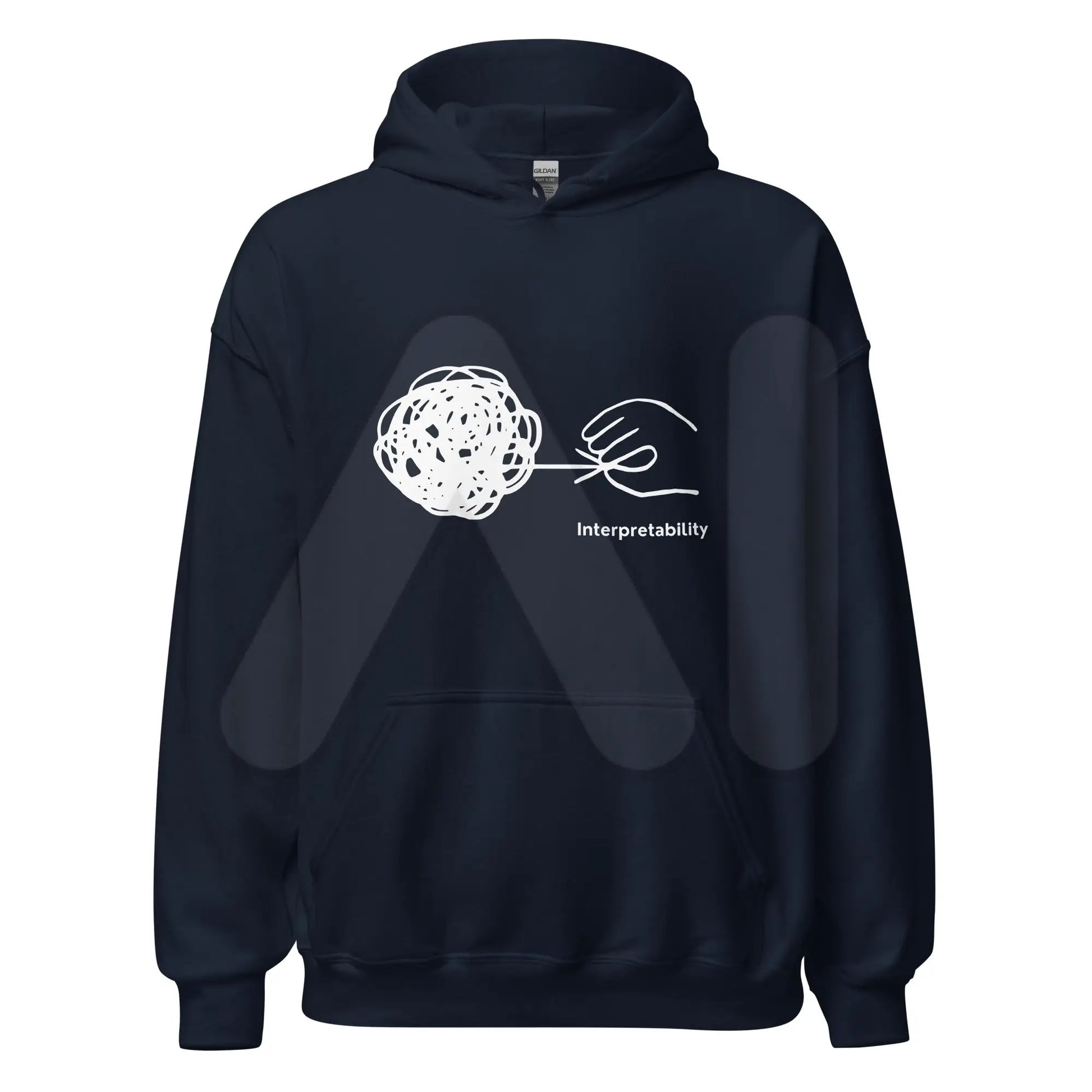 Interpretability in White Hoodie (unisex) - Navy / M