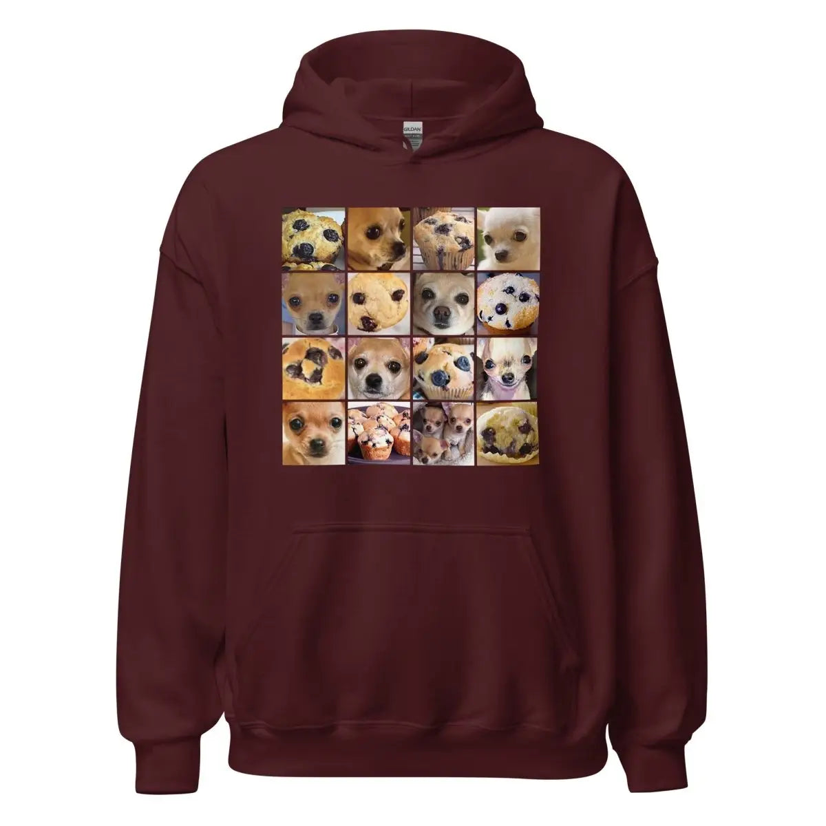 Is it a Blueberry Muffin or is it a Chihuahua? Hoodie (unisex) - Maroon / M