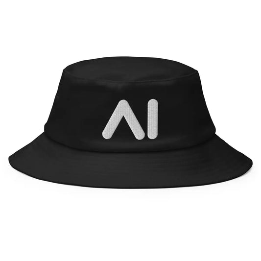 AI Logo Embroidered Bucket Hat - Black