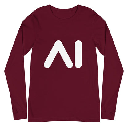 AI Logo Long Sleeve T - Shirt (unisex) - Maroon - AI Store