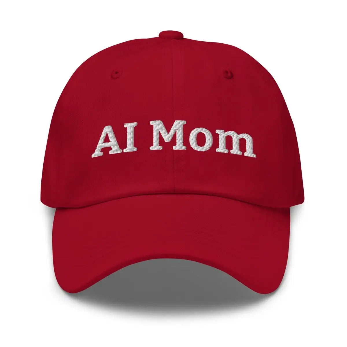 AI Mom Embroidered Cap - Cranberry