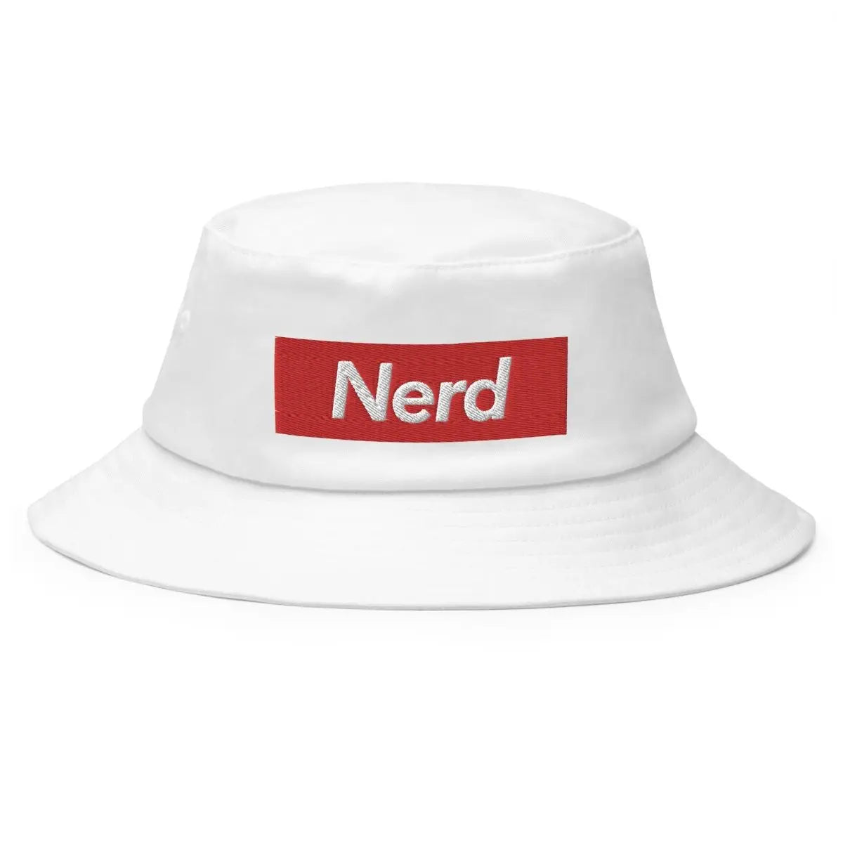 Nerd Sign Embroidered Bucket Hat - White