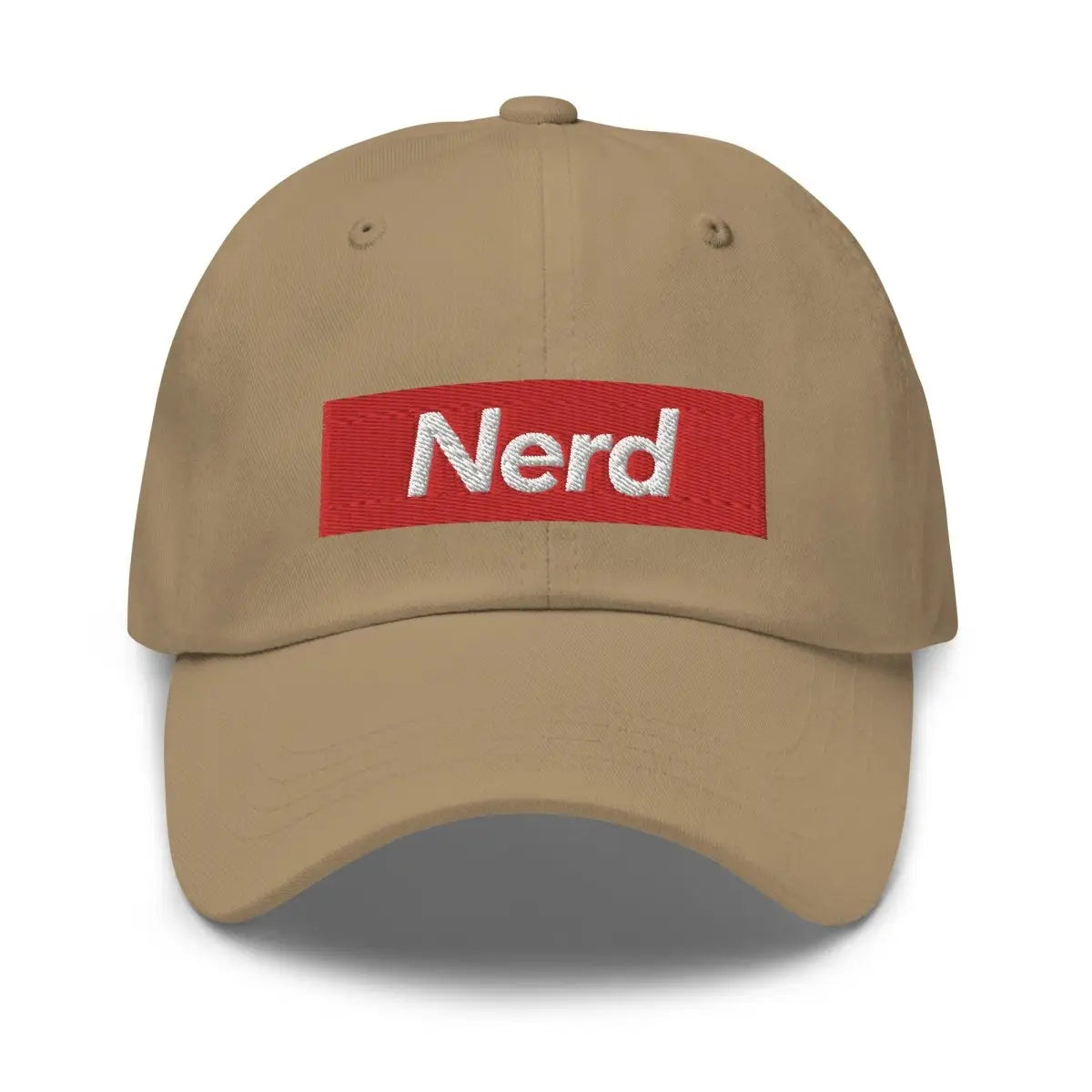 Nerd Sign Embroidered Cap - Khaki