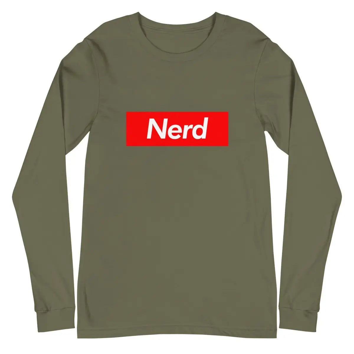 Nerd Sign Long Sleeve T-Shirt (unisex) - Military Green / M