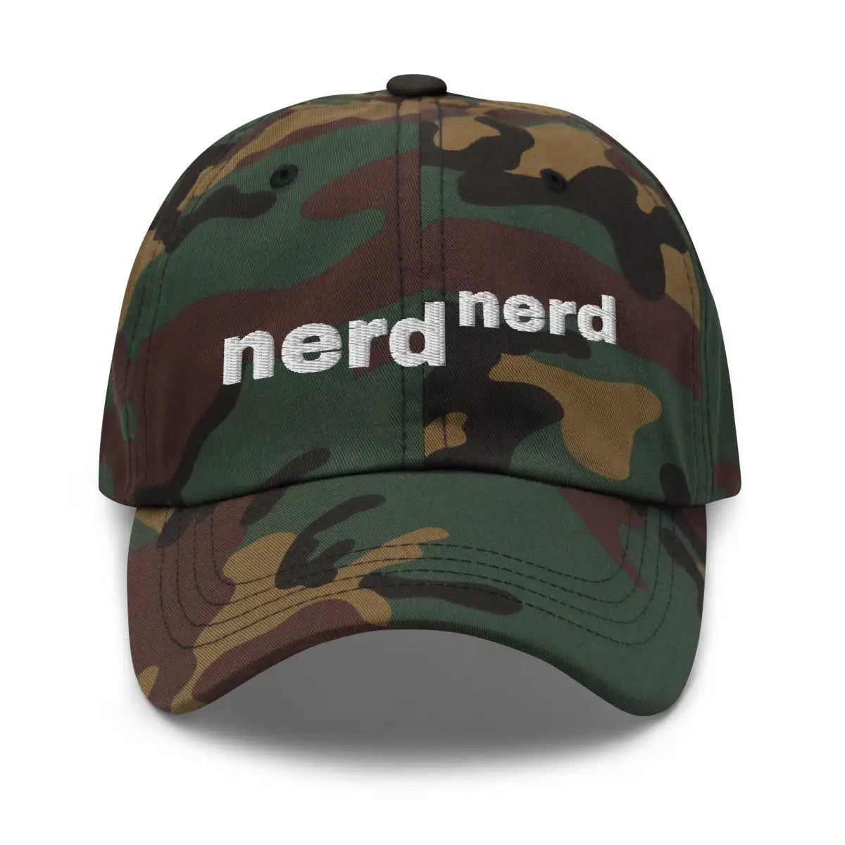 Nerd to the Power of Nerd Embroidered Cap - Green Camo