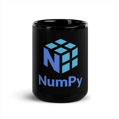 NumPy Stacked Logo Black Glossy Mug - 15 oz