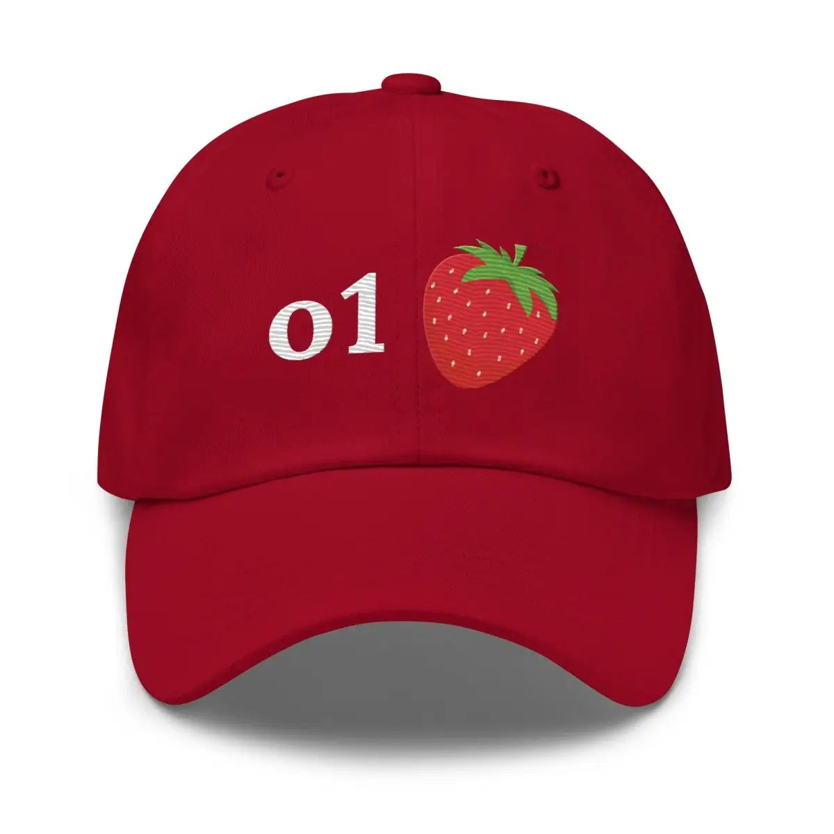 o1 Strawberry True-Color Embroidered Cap - Cranberry