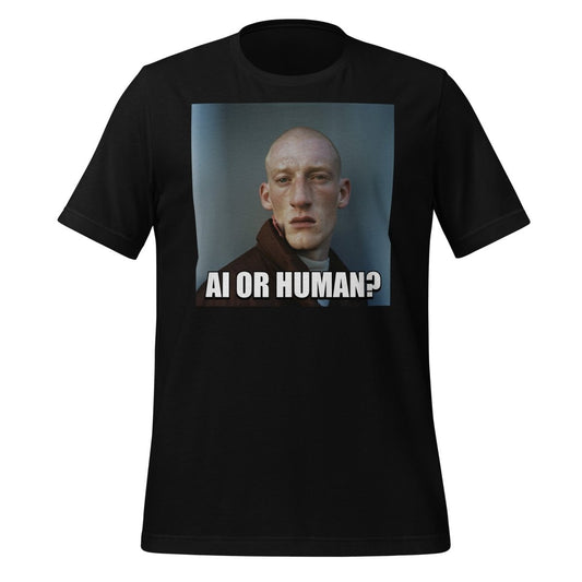 AI or Human? Portrait Meme T-Shirt (unisex) - Black - AI Store