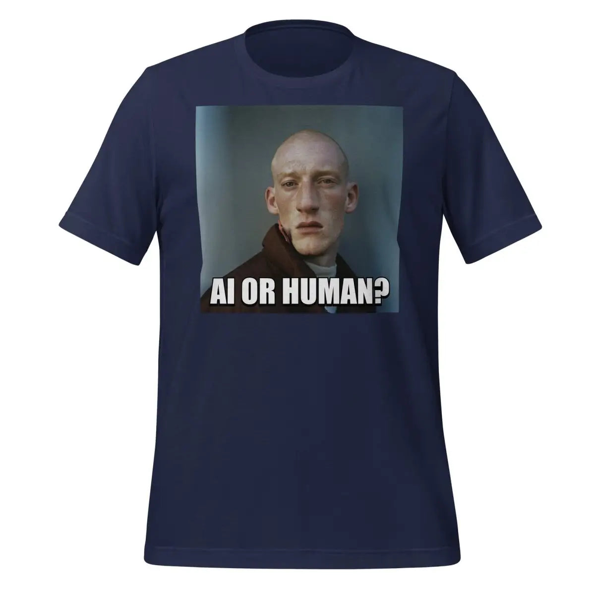 The Ai or Human? Portrait Meme T-shirt (unisex) Navy / m.