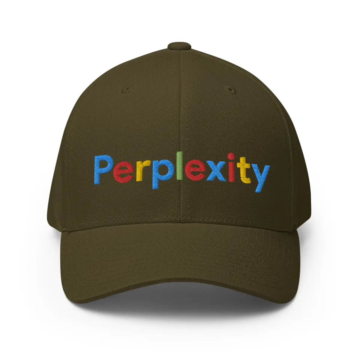 Perplexity Search Logo Embroidered Closed-Back Baseball Cap - Olive / S/M