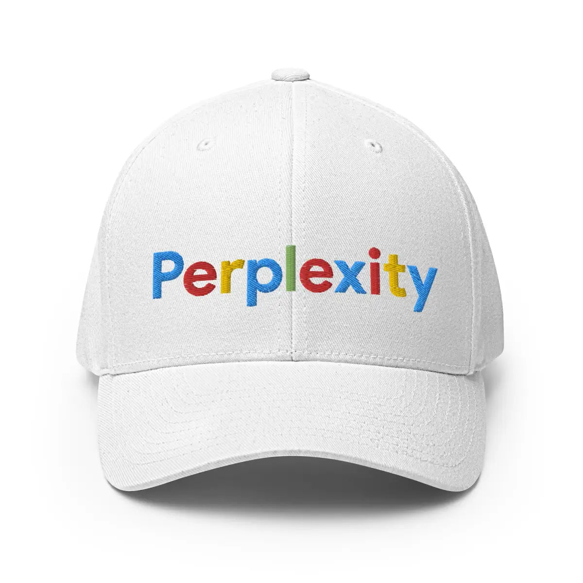 Perplexity Search Logo Embroidered Closed-Back Baseball Cap - White / S/M