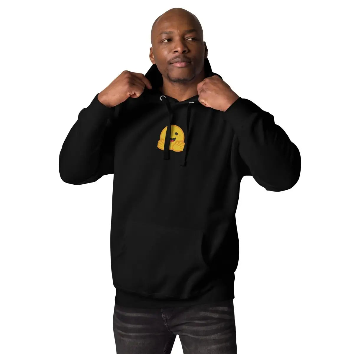 Premium Hugging Face Icon Embroidered Hoodie (unisex)