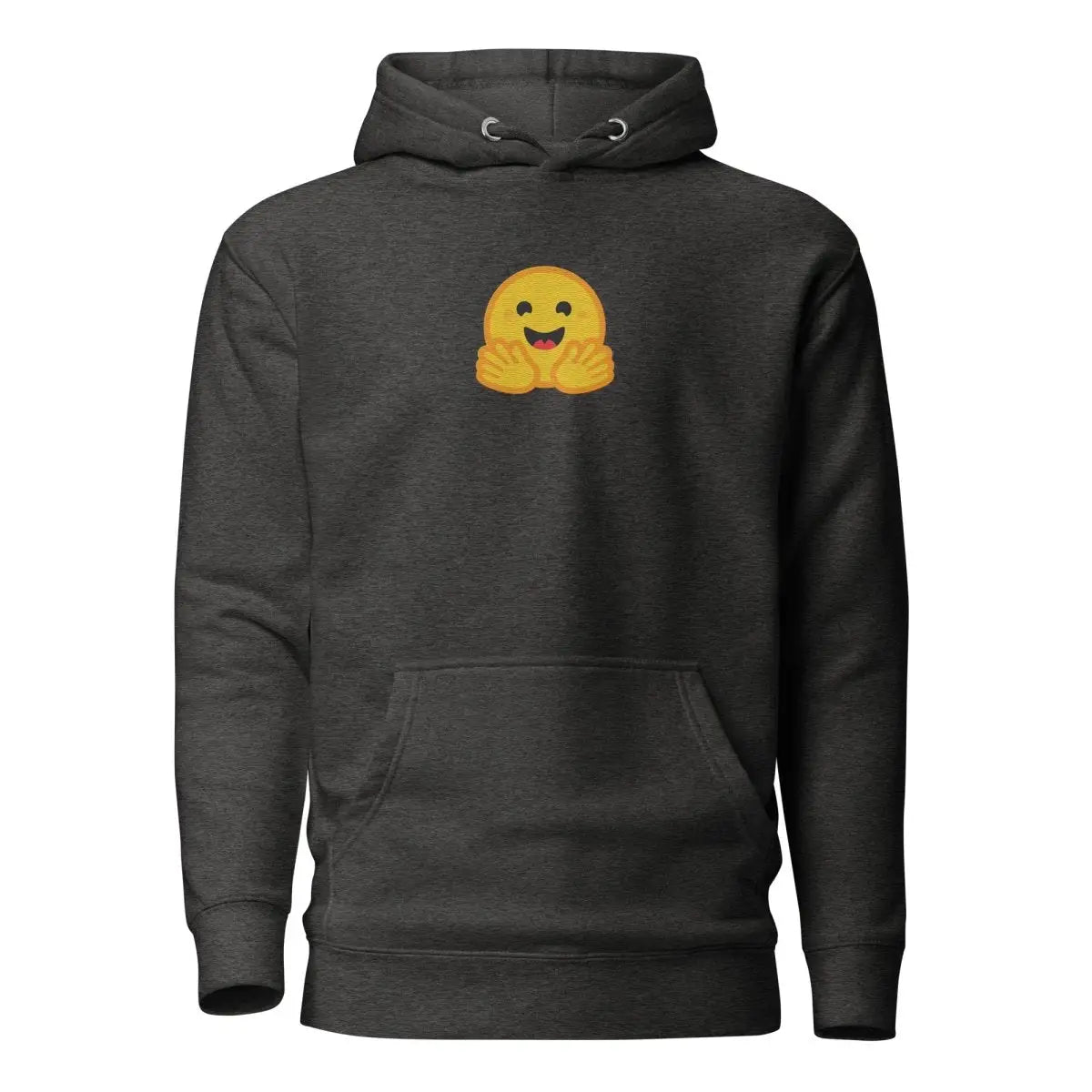 Premium Hugging Face Icon Embroidered Hoodie (unisex) - Charcoal Heather / M