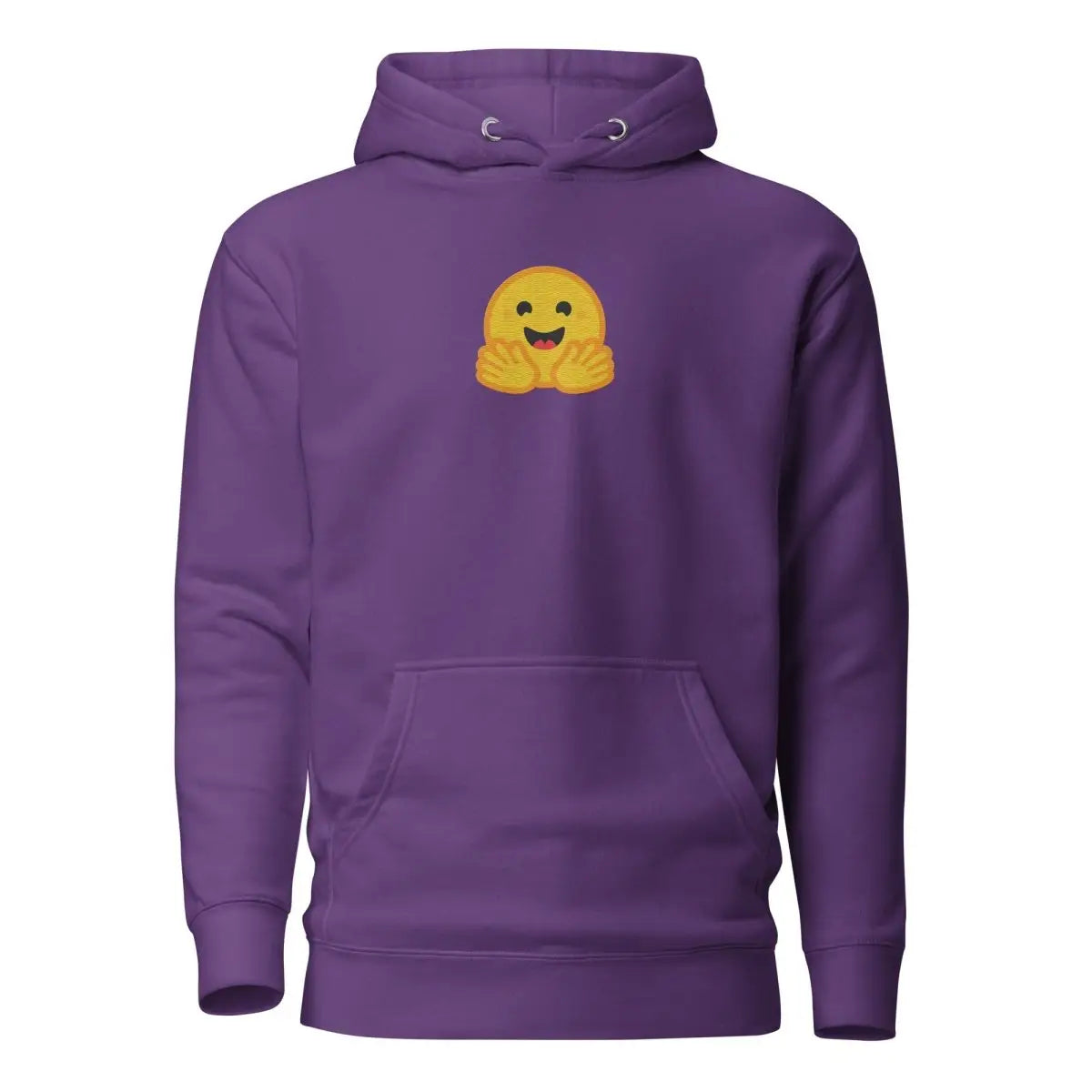 Premium Hugging Face Icon Embroidered Hoodie (unisex) - Purple / M