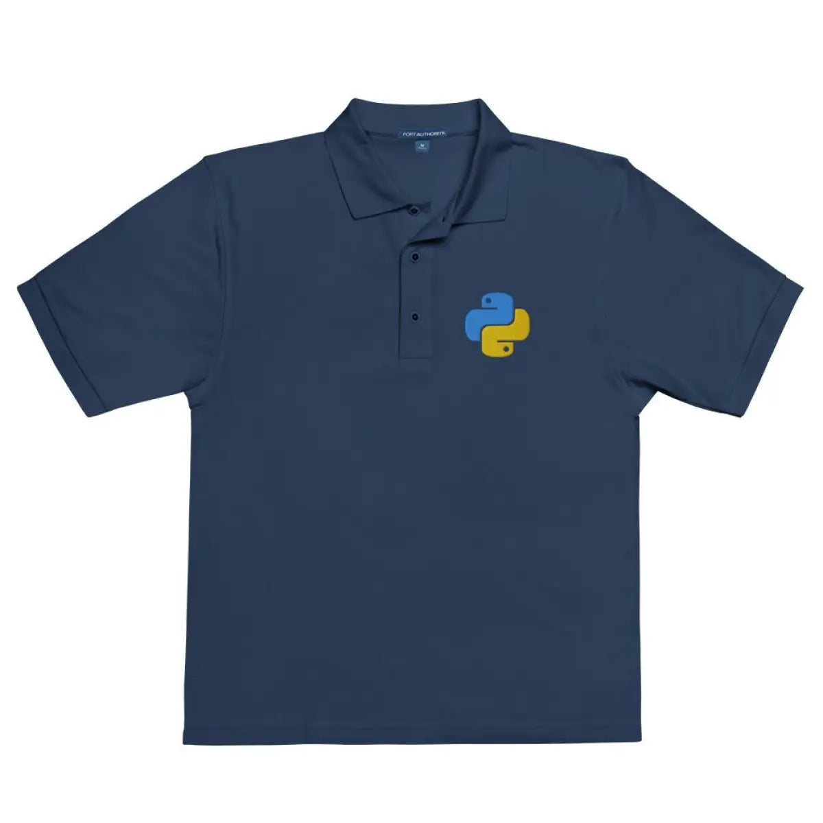 Premium Python Icon Embroidered Polo Shirt (men) - Navy / M