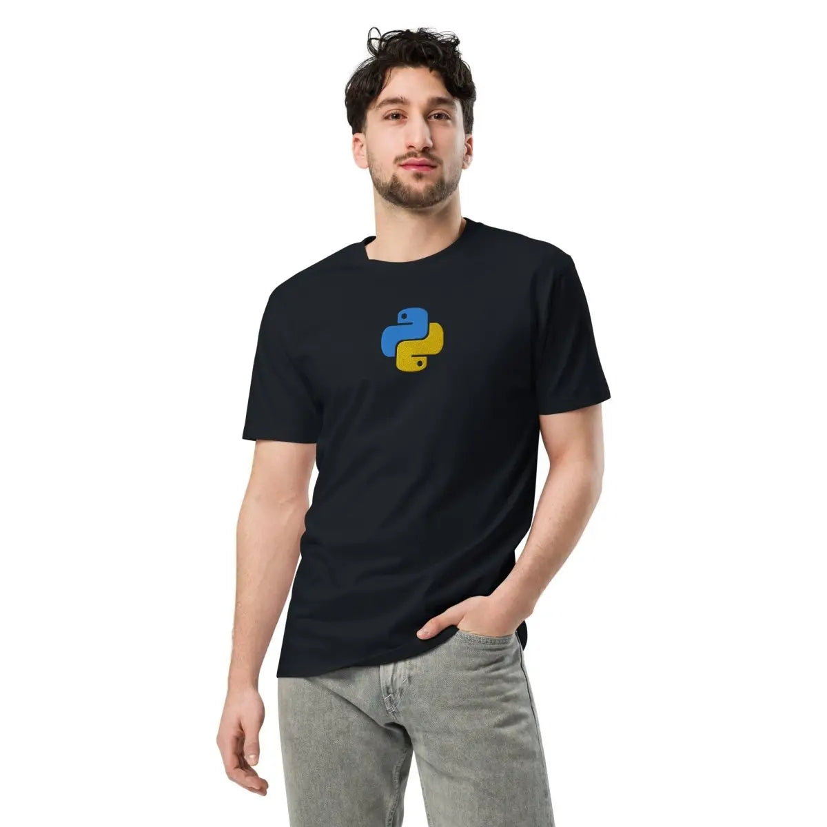 Premium Python Icon Embroidered T-Shirt (unisex)