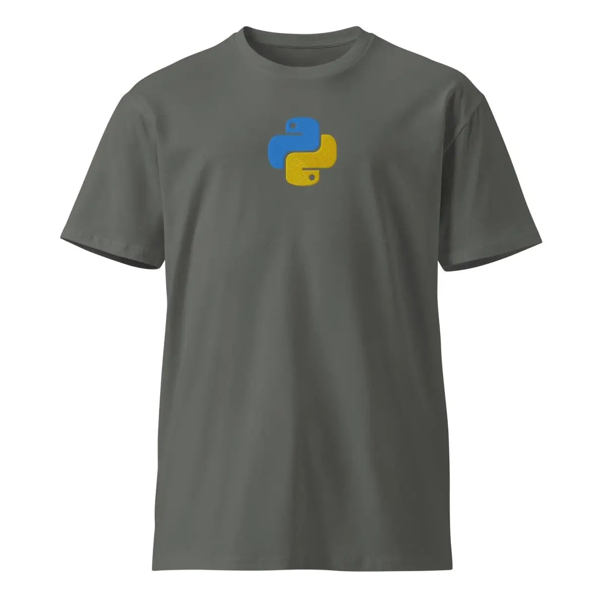 Premium Python Icon Embroidered T-Shirt (unisex) - Charcoal / M