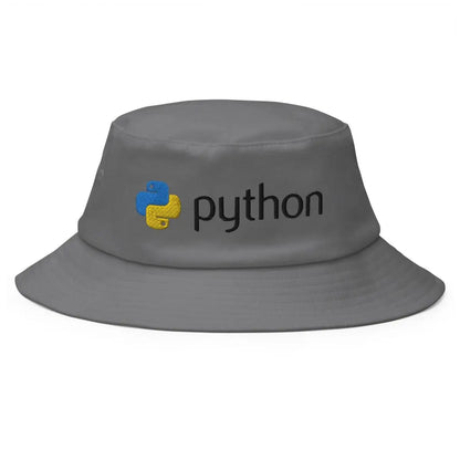 Python Black Logo Embroidered Bucket Hat - Grey