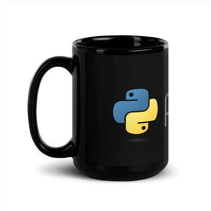 Python Dark Logo on Black Glossy Mug