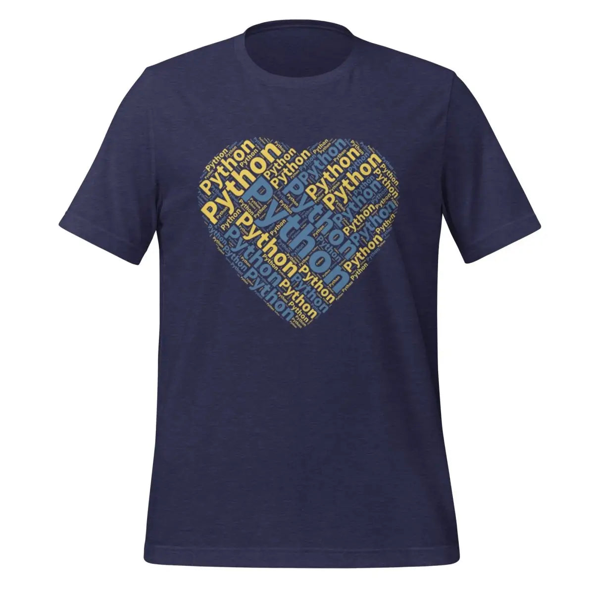 Python Heart Word Cloud T-Shirt 2 (unisex) - Heather Midnight Navy / M