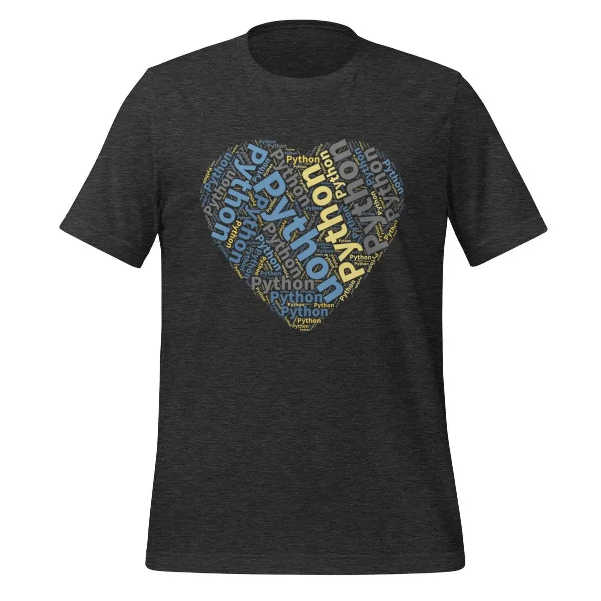 Python Heart Word Cloud T-Shirt (unisex) - Dark Grey Heather / M