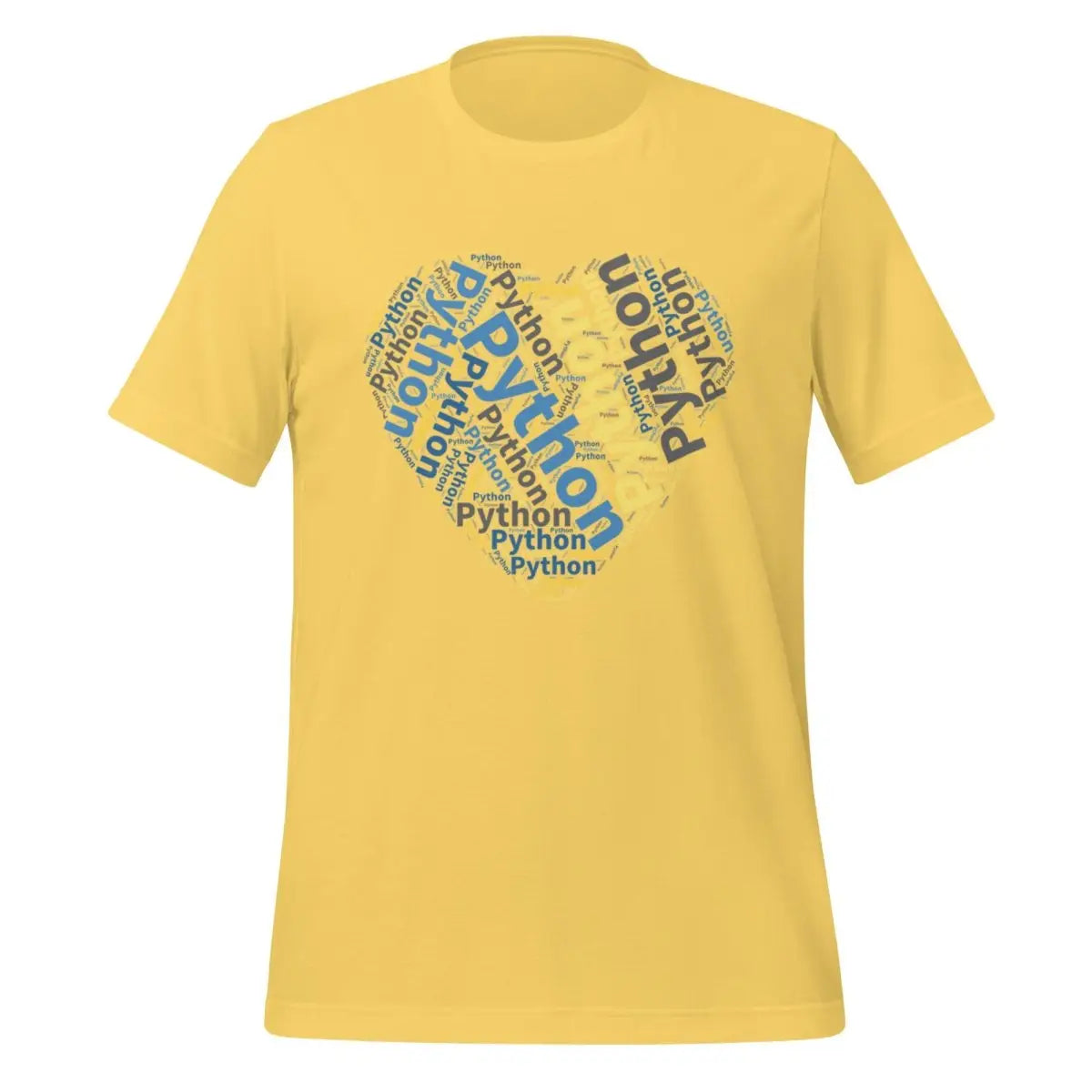 Python Heart Word Cloud T-Shirt (unisex) - Yellow / M