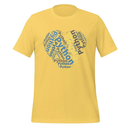 Python Heart Word Cloud T-Shirt (unisex) - Yellow / M